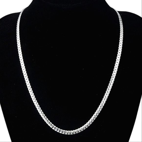 Fashion unisex 5mm silver full sideways link chain necklace. 20". - Picture 1 of 7
